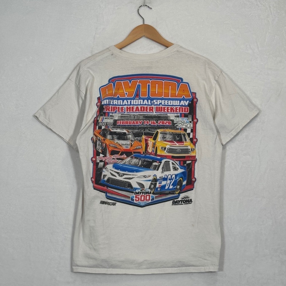 NASCAR White Daytona International Speedway 2020 Triple Header T-Shirt Large